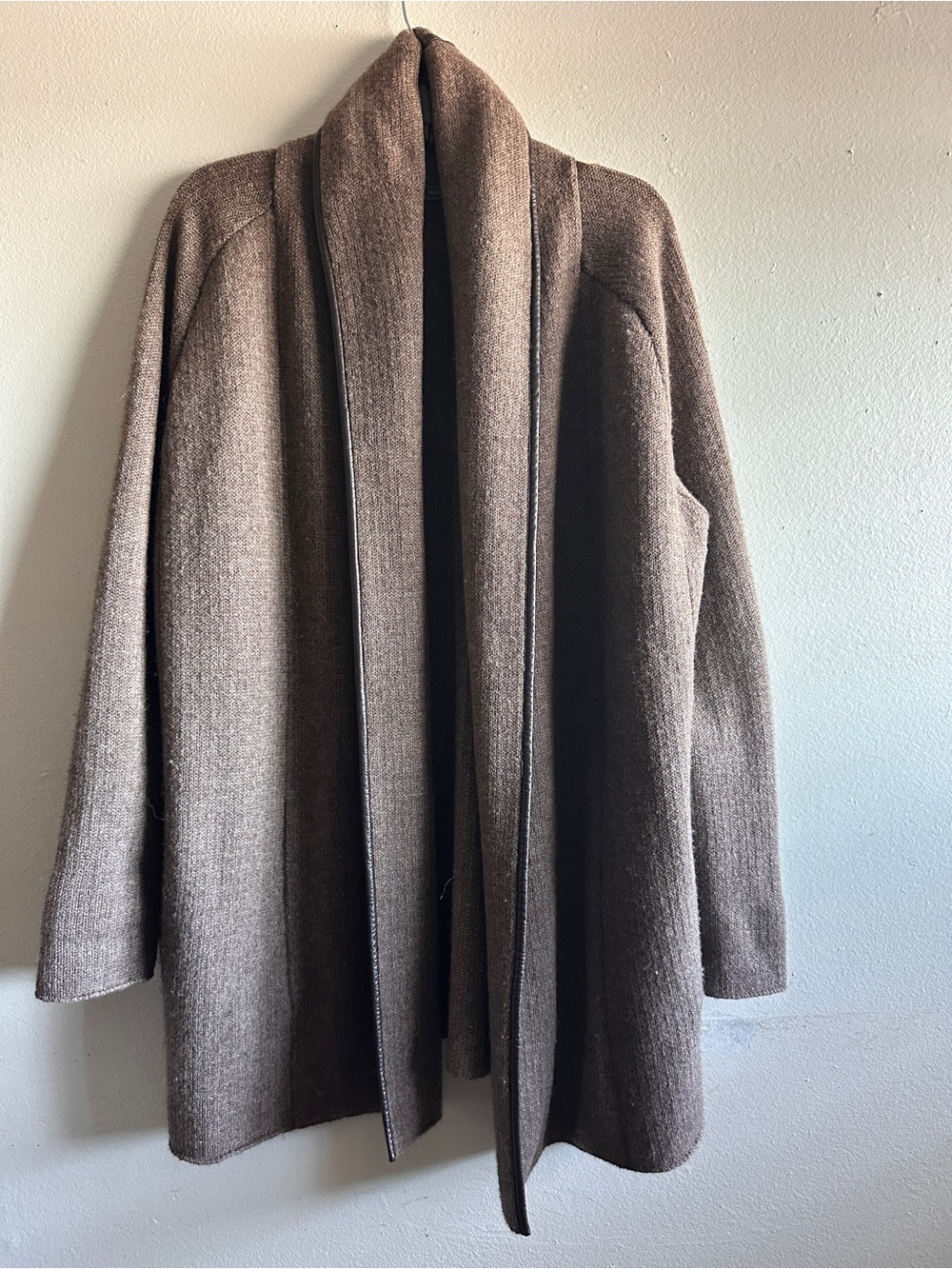 Vince Light  Brown Open-Front Draped Long Cardigan sweater Wool Blended Size M